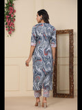 Gosriki Women'S Cotton Blend Printed Straight Kurta With Pant (Charan-Grey-Gs_Xl_Grey_X-Large),Grey,,B0CDPWLKMK