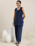 Libas Women'S Velvet Co Ord Set (49033W_Blue Blue Xl