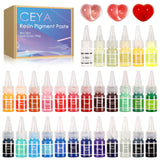 Ceya Pigment Paste for Epoxy Resin,30 Colors 300ml/13.7oz Highly Concentrated & Easy to Mix Opaque Resin Colorant Dye Set for Re