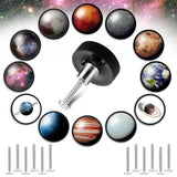 Yuxung 12 Pieces Planet Dresser Knobs Constellation Table Cabinet Drawer Pulls Handle with Screws for Dressing Cupboard Wardrobe