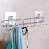 Lysiren Self Adhesive Wall Hook Hanger, No Drill Stainless Steel 6 Hooks For Door, Bathroom, Kitchen, Clothes & Towel 5 Kg Cap
