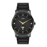 Timex Analog Watch For Man With Black Round Dial & Black Stainless Steel Bracelet Band Water Resistant Men'S Wrist Watches - Tw0