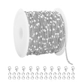 YOUBEIYEE 16.4 Feet Stainless Steel Jewelry Making Chain Roll White Dripping Oil Bead Chain for Jewelry Making