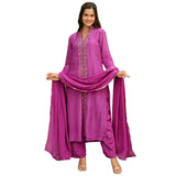 Gosriki Women'S Rayon Blend Straight Embroidered Kurta With Pant & Dupatta (Tabana Pink-Gs_M_Pink_Medium),Pink,,B0DJWH5LDJ