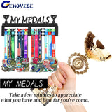 GENOVESE My Medals Holder Display Hanger Rack Frame,Black Sturdy Steel Metal,Wall Mounted Over 50 Medals Easy to Install