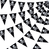 Tatuo 60 Pcs Pirate Banner Skull Halloween Pirate Flag Birthday Party Decorations Jolly Roger Ship Triangle Pennant Bunting Deco