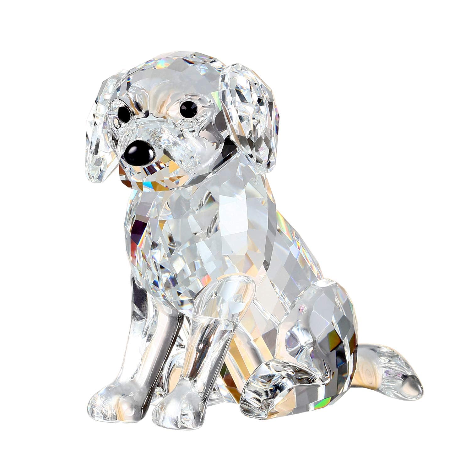 Crystal Labrador Dog Puppy Figurine Animals Lovely Craft Home Decor Ornaments Collectible Birthday Gifts (White)