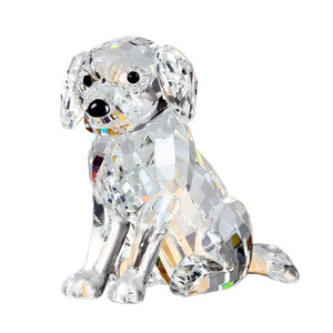 Crystal Labrador Dog Puppy Figurine Animals Lovely Craft Home Decor Ornaments Collectible Birthday Gifts (White)