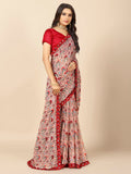 Rangita Women Floral Printed Georgette Saree With Blouse Piece - Rose Gold (Size 5.5 Mtr)