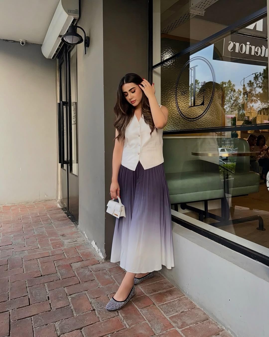 Anni Designer Women'S Rayon Viscose Printed Maxi Dress Set (Sarwala White_L_White_Large),White,L,Rayon,Shirt,