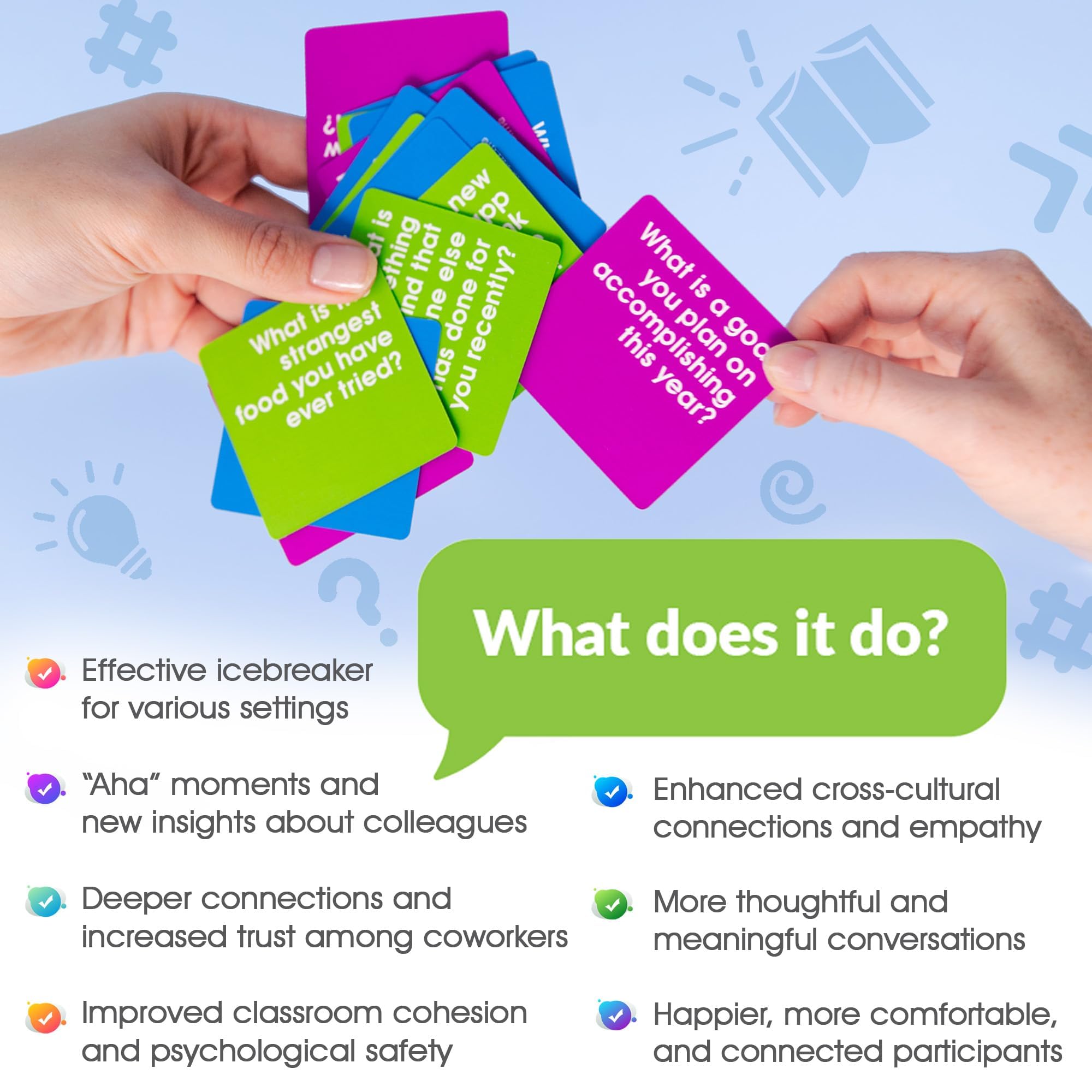 We! Connect Cards - Icebreaker Conversation Starter Card Games | Team Building Game for Work | Group Connection Activities for A