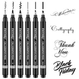 Calligraphy Pen,6 Size Calligraphy Pens for Writing,Brush Pens Calligraphy Set for Beginners,Black Archival Ink Pens,Calligraphy