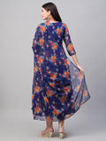Anni Designer Women'S Georgette Anarkali Printed Kurta With Pant & Dupatta (Atasi Blue-Nw02_Xxl_Blue_Xx-Large),Blue,2XL,Georgette,Anarkali,Dupatta
