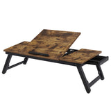 SONGMICS Laptop Desk, Bed Sofa Breakfast Tray, Adjustable Tilt Top, Right-Left Handed, Adjustable Folding Legs, Drawer, Rustic D