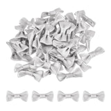 MECCANIXITY 100pcs Light Grey Bow Ties 1.2 x 0.6 Mini Bowknot for Crafting Little Satin Bows Bulk for DIY Sewing Scrapbooking We