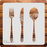 Kachi Pencil Cutlery Stencils for Art and Craft Painting, Size 6 x 6 inch Reusable Stencil for Painting, Fabric, Glass, Wall Pai