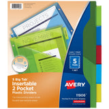 Avery Dividers for 3 Ring Binders, 5 Tab Binder Dividers, TwoPocket Plastic Binder Dividers, Insertable Big Tabs, Multicolor, W