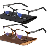 EASY READ 2 Pairs Sporty Style Reading Glasses for Men,Rectangular TR90 Blue Light Blocking Readers with Spring Hinge(Magnificat