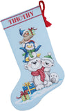 Dimensions Counted Cross Stitch Stack of Critters Personalized Christmas Stocking Kit, 16