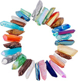 OLYCRAFT About 20~24pcs Quartz Crystal Bead with 1.2~1.4mm Hole Yoga Amulet Chakra Set Polished Tumbled Stones Bulk Quartz Cryst