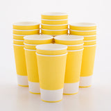 Restaurantware 16 Ounce Paper Coffee Cups, 25 Ripple Wall Disposable Paper Cups - Leakproof, Recyclable, Light Yellow Paper Hot 