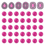 FASHEWELRY 56Pcs Deep Purple Boho Silicone Beads, 15mm Round Focal Bead with Flat Teardrop Oval Rectangle Western Style Rubber B