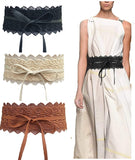 Toptim WomenS Belt Bow Tie Wrap Faux Leather Band Corset 3Pack, BlackCoffeeBeige, Free Size