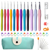 Gerqsho Crochet Hooks, Realplus 12 Sizes Crochet Hooks Set For Arthritic Hands, Ergonomic Soft Grip Handles, Large Eye Blunt Nee