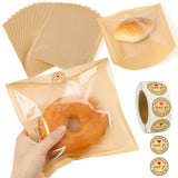 150 Pack Bakery Bags with Window, 7.5 x 7.1 Inches, Sublaga Paper Sandwich Bags, Donut Bags To Go, Bakery Paper Bags for Treat, 
