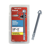 Red Head TruBolt 3/8 x 5 Inch Wedge Heavy-Duty Concrete Anchors, 15 PCS, Versatile Threaded Design for Fastening into Solid Conc