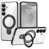 ETPESOK Compatible with Samsung Galaxy S24 Case with Magnetic Ring Stand [Compatible with Mag-Safe] [Camera Lens Protector] Plat