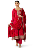 Libas Women'S Silk Chiffon Kurta Sets (99084O_Red_S)