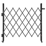 VEVOR Single Folding Security Gate, Lockable Scissor Gate with 360 Swivel Casters, Outdoor Barricade Steel Retractable Gates, fo