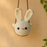 Bohofy Rabbit Crochet Hanging For Home Decor Items, Crochet Flower For Car Dashboard Decoration Items, Car Accessories For Dashb