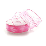 Ribbon Traditions 1.5 Wired Sheer Organza Ribbon Hot Pink 50 Yards