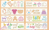Cute Baby Shower Stencils for Painting, 8Pcs Baby Shower Reusable Stencil Cookies Sugar Cake Baking Stencils