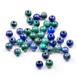 AD Beads Natural Gemstone 8mm Round Loose Beads Big Hole 2.5mm Sized 40pcs (Lapis Lazuli Chrysocolla)