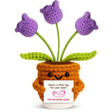 penzoos Emotional Support Plant, Handmade Crochet Potted Flower with Inspirational Message Card,Lavender Chime Knitted Flower, S