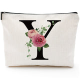 Initial A-Z Personalized Makeup Bag, Monogrammed Bridesmaid Presents Cosmetic Bag, Portable Stationary Storage Organizer, Friend