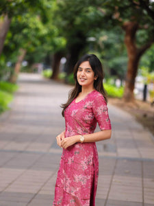Anni Designer Women'S Rayon Viscose Straight Printed Kurta With Pant (Tisur Pink-Vks01_Xxl_Pink_Xx-Large),Pink,2XL,,,