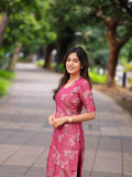 Anni Designer Women'S Rayon Viscose Straight Printed Kurta With Pant (Tisur Pink-Vks01_Xxl_Pink_Xx-Large),Pink,2XL,,,