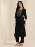 Libas Womens Embroidered Viscose Straight Kurta With Trousers And Dupatta