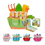 Matching Board Book - Green Kids Gardening Tools Set Includes Sturdy Tote Bag, Watering Can, Shovel, Rake, and Trowel - Garden S