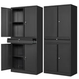 Letaya Metal Garage Storage Cabinet with Drawer,4 Door Tool Cabinet with Lock-2 Adjustable Shelves for Garage Home Office Utilit