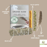 Ancient VEDA Sage Smudge Kit | USDA Organic Blue Sage, Sweetgrass, & Palo Santo Sticks Smudging Kit for Meditation, Yoga, Reiki,