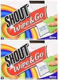 Shout Wipes Portable Stain Treater Towelettes Pack of 2, 24 Wipes Count, Multicolor