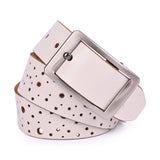 Urbanity White Unisex Harness Leather Multihole Casual Belt | Jeans Belt | Size 2844| Leather Wrist Band Free With Every Purc
