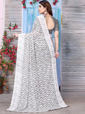 Satrani Womens Pure Georgette Saree (3201S2292Na_Grey & White)