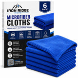 Iron Ridge Microfiber Cleaning Cloths 6Pack, Blue, 12x12, 300 GSM
