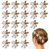 20 Pcs Small Mini Pearl Flower Hair Clips, Mini White Flower Claw Design, Sweet Artificial Bangs Clips Decorative, Decorative Cu